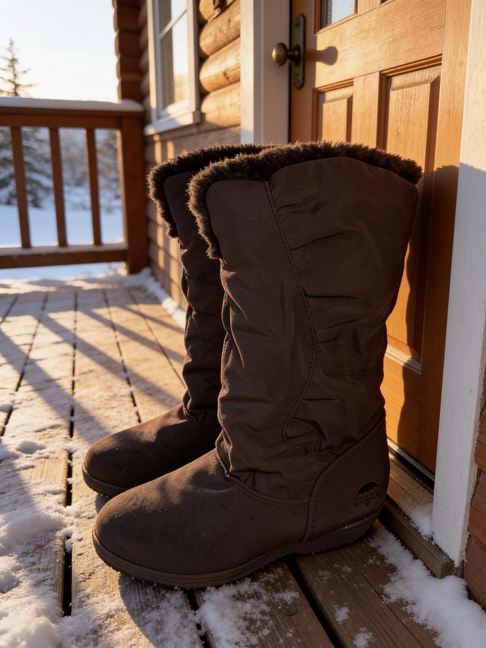 totes Brown Insulated Winter Mid-Calf Boots with Faux-Fur Collar